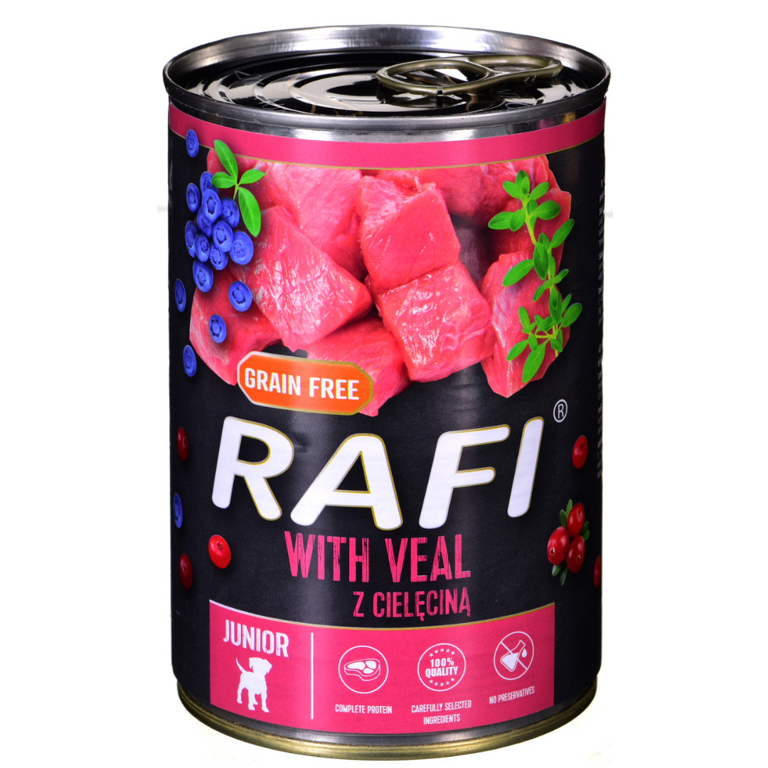 Dolina Noteci Rafi Junior mit Kalbfleisch, Cranberry und Blaubeere - Nasses Hundefutter 400 g - foto 1