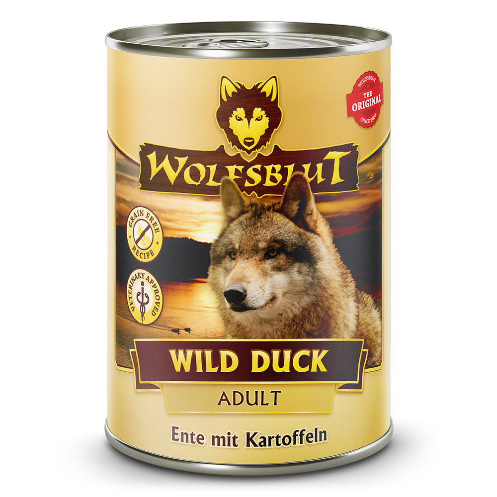 WOLFSBLUT Wild Duck Duck with potatoes - Nassfutter für Hunde - 6x395g - foto 1