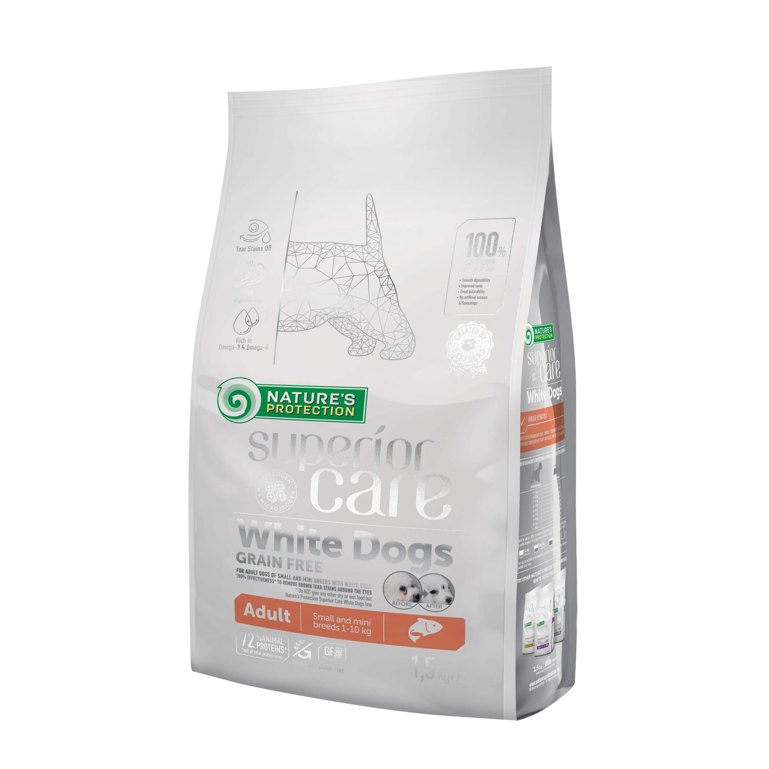 NATURE'S PROTECTION Superior Care White Dogs Grain Free Junior Small Białoryba – Trockenfutter für Welpen – 1,5 kg - foto 1