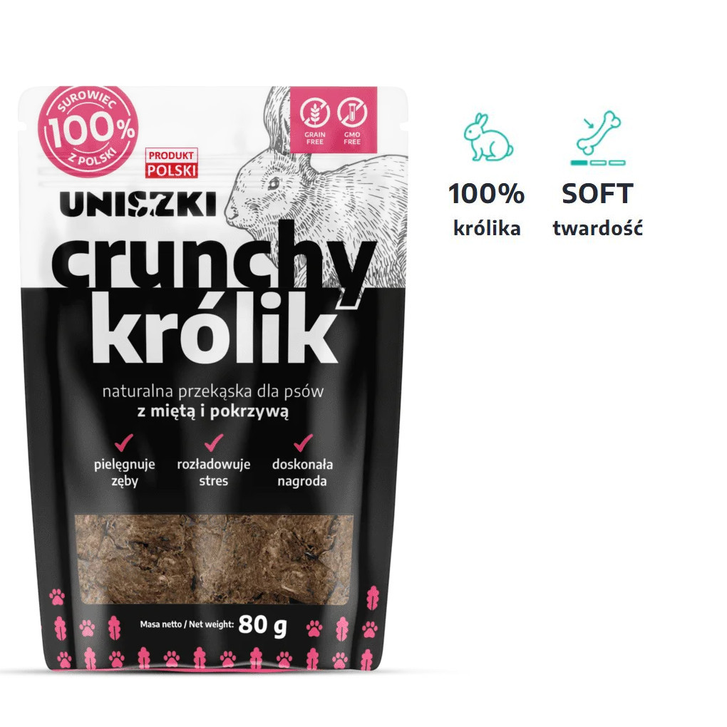 UNISZKI Crunchy Kaninchen mit Minze und Brennnessel - Snack für Hunde - 80g - foto 2
