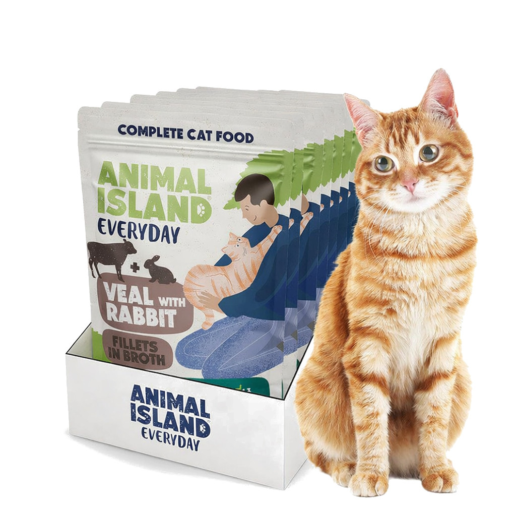 ANIMAL ISLAND Veal with rabbit Fillets in broth - nassfutter für Katzen - 12x85g - foto 2