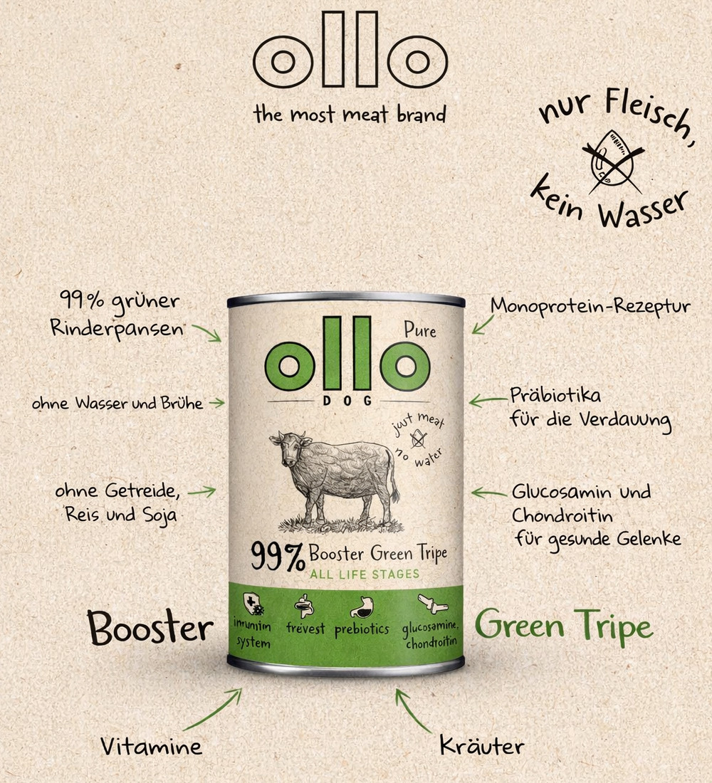 OLLO Booster Digest Green tripe - Nassfutter für Hunde - 400g - foto 1