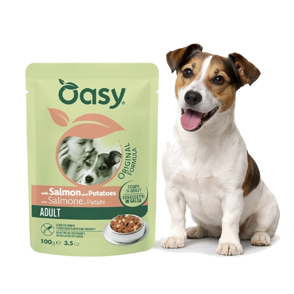 OASY Strips in Gravy Adult with Salmon and potatoes - Nassfutter für Hunde - 100g - foto 2