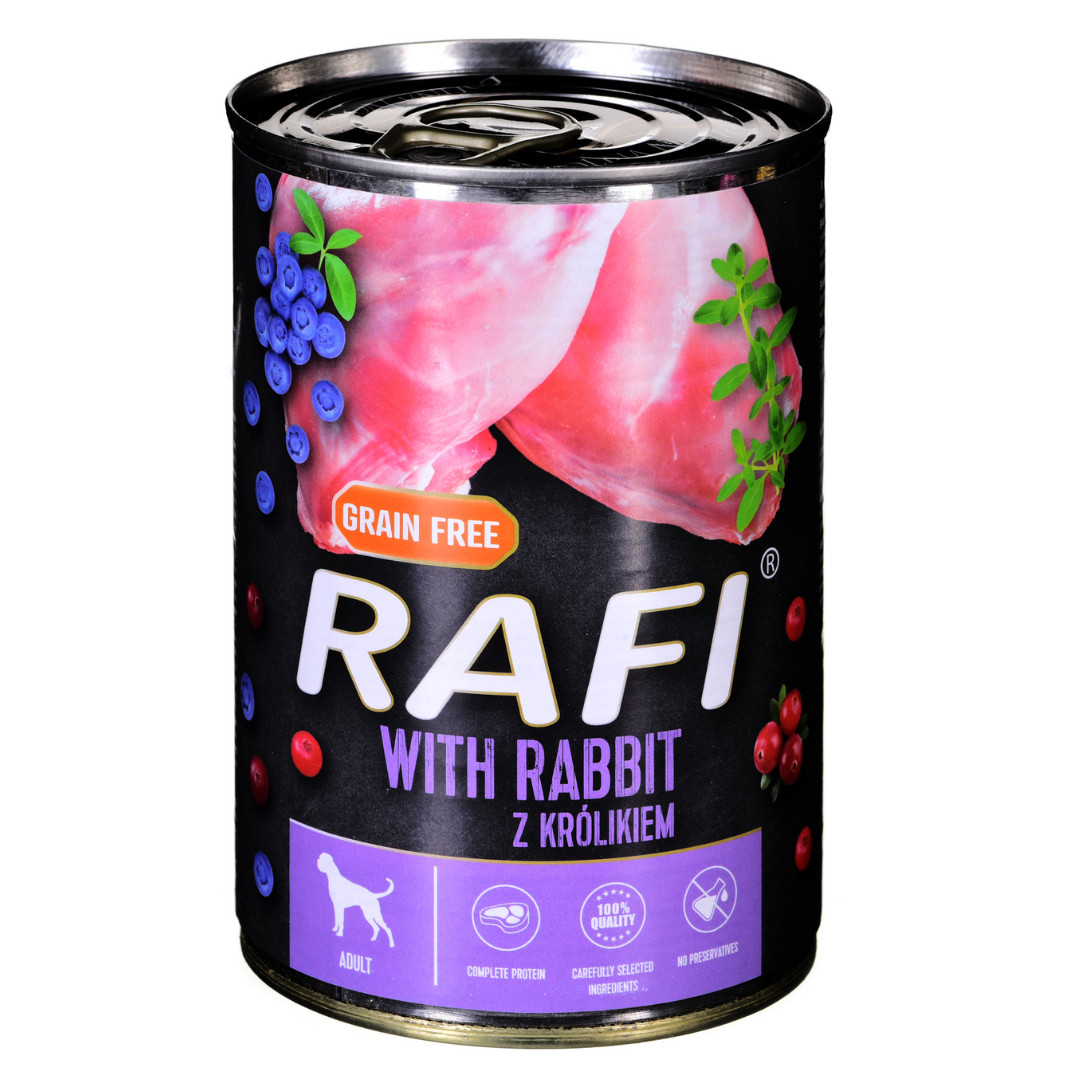 Dolina Noteci RAFI Kaninchen, Blaubeere, Cranberry - Nasses Hundefutter 400 g - foto 1