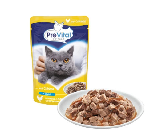 PREVITAL Katzenfutter Mix 4 Geschmacksrichtungen Huhn, Kalb, Lachs, Geflügel – Nassfutter für Katzen – 96 x 100 g - foto 4