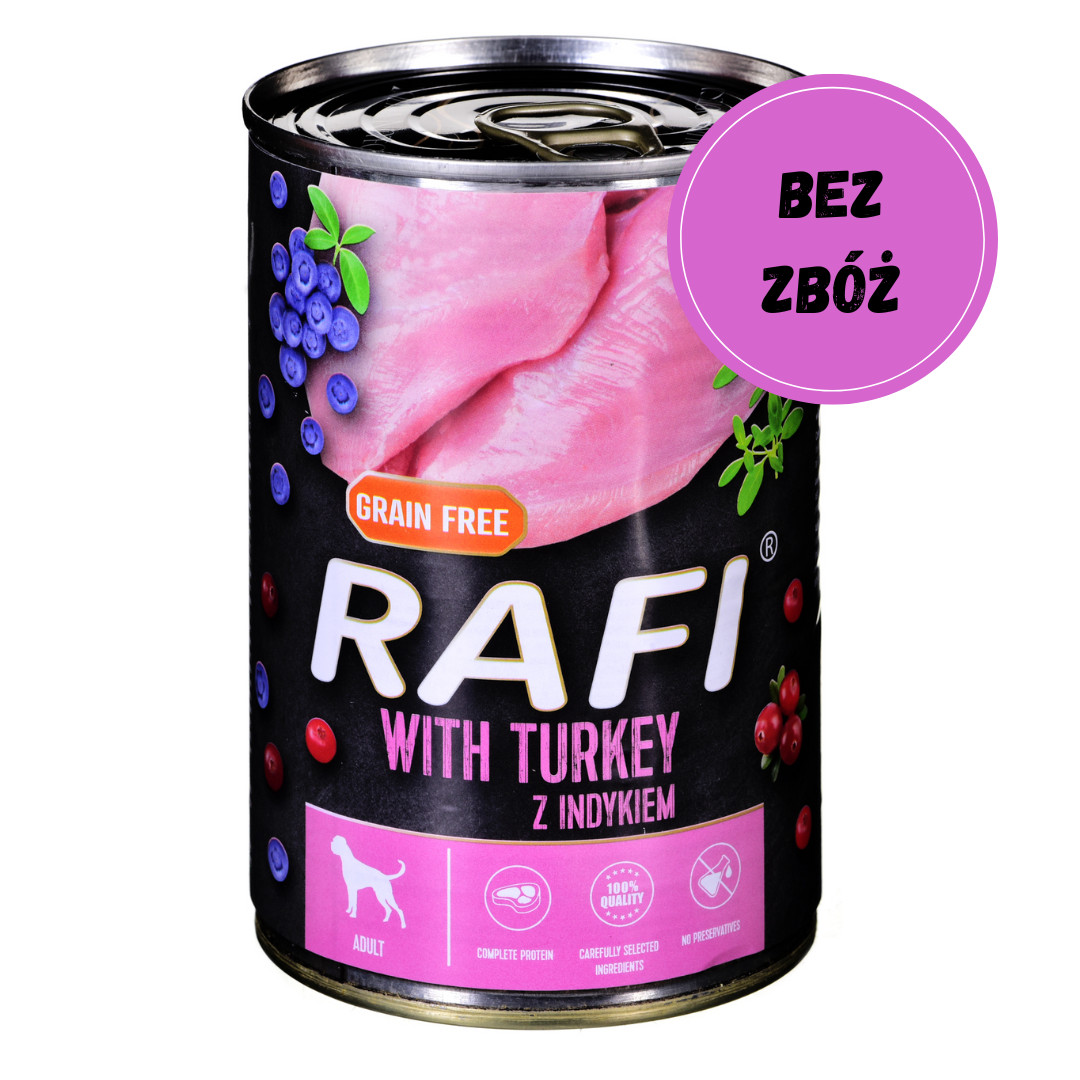 Dolina Noteci Rafi mit Truthahn, Preiselbeeren und Heidelbeeren - Nassfutter für Hunde - 400g - foto 2