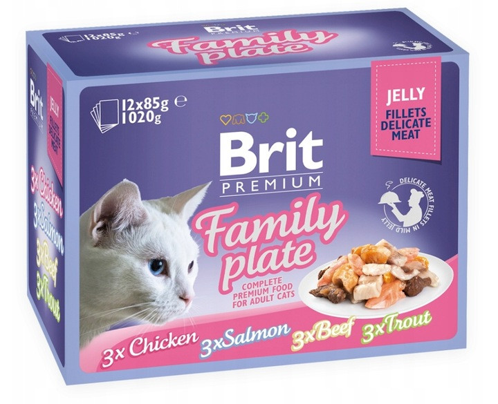 BRIT Premium Family Plate Filets in Gelee Mix aus Geschmacksrichtungen - Nassfutter für Katzen - 12x85g - foto 1