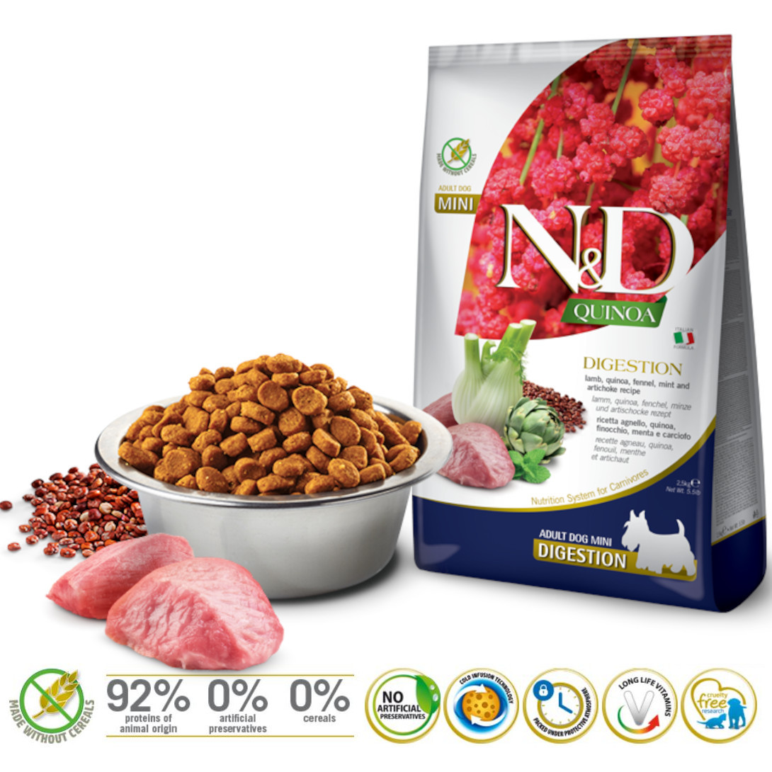 FARMINA N&D Quinoa Dog Digestion Lamb Adult Mini - Trockenfutter für Hunde - 2.5 kg - foto 1