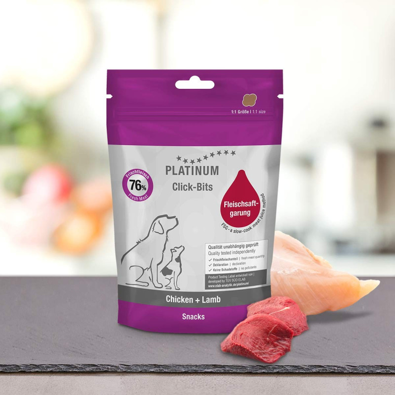 PLATINUM Click-Bits Huhn + Lamm – Leckerli für Hunde – 2x150g - foto 1