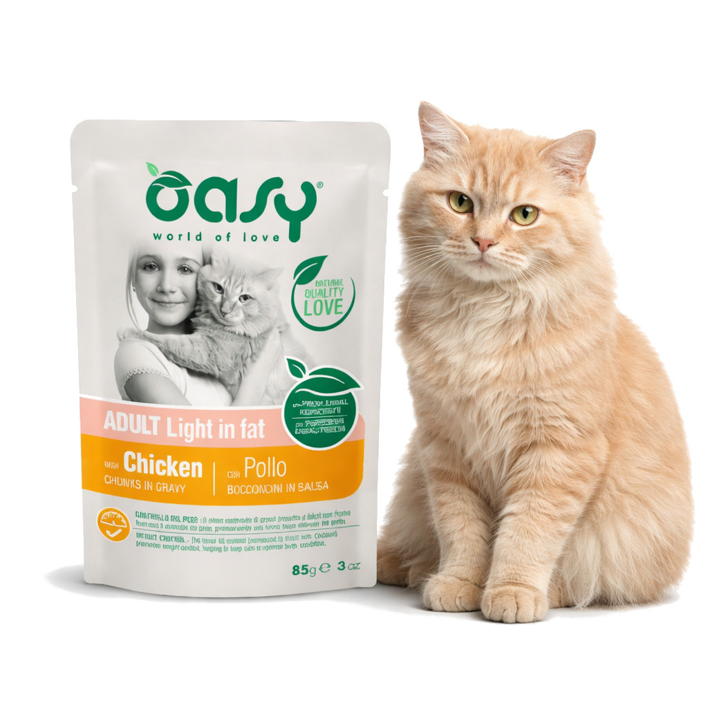 OASY Chunks in gravy Light in Fat Chicken - nassfutter für Katzen - 85g - foto 2