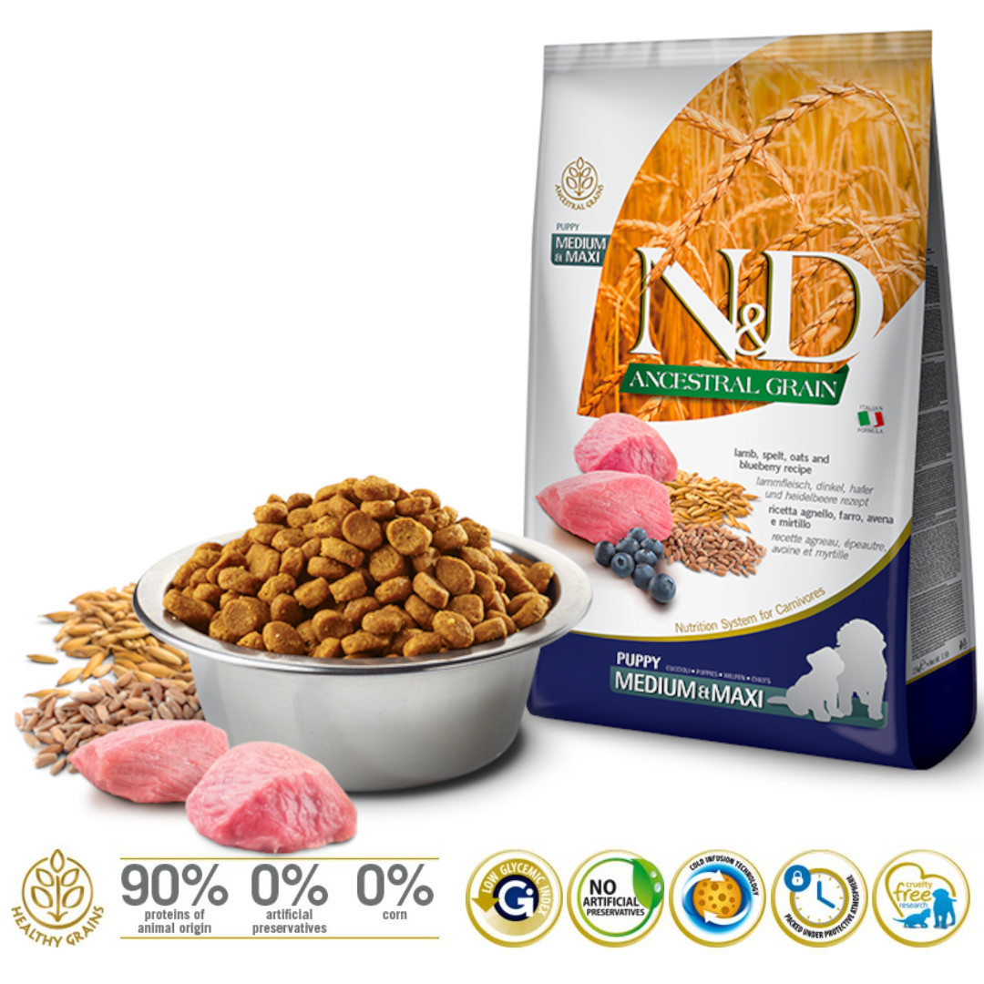 FARMINA N&D Ancestral Grain Puppy Medium&Maxi Lamm - Hundetrockenfutter - 12 kg - foto 1