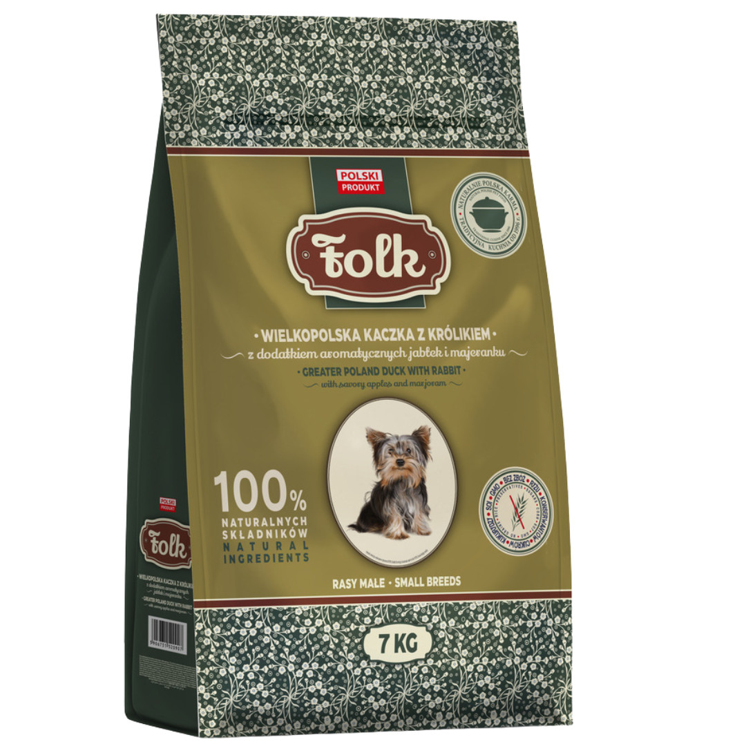 FOLK Small breeds Traditional Greater Poland duck with rabbit, apples and marjoram - trockenfutter für Hunde - 7kg - foto 1