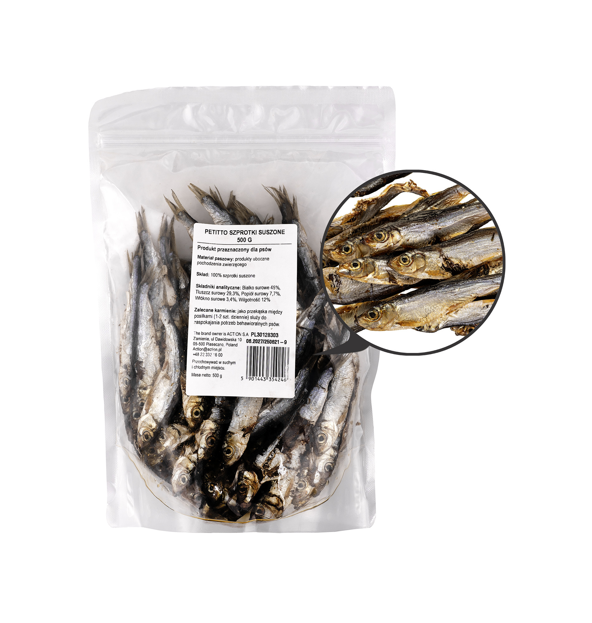 PETITTO Dried sprats - leckerli für hunde - 500g - foto 1