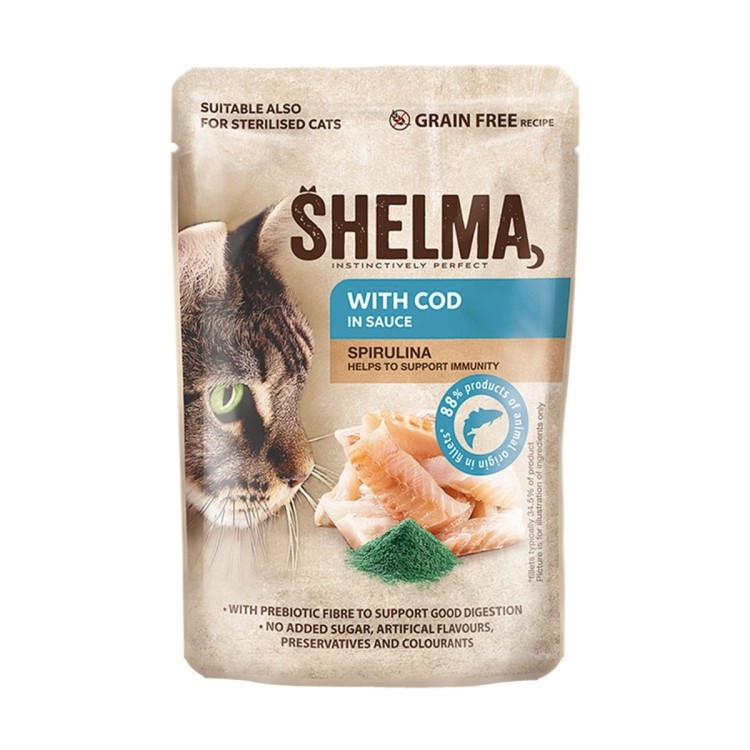 SHELMA with salmon and cod in sauce - nassfutter für Katzen - 4x85g - foto 6