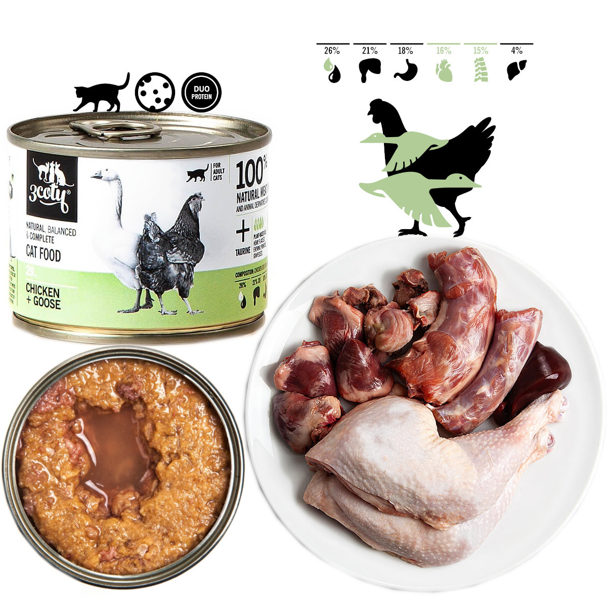 3COTY 29. Chicken and goose - nassfutter für Katzen - 12x180g - foto 2