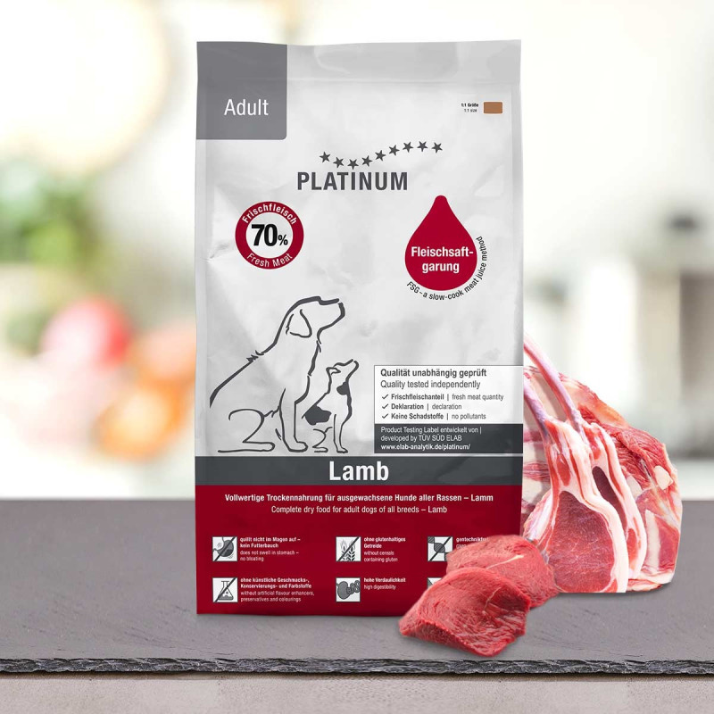 PLATINUM Adult Lamb – halbfeuchtes Hundefutter – 1,5 kg + PLATINUM Xmas-Bits Iberico 150 g Leckerli GRATIS - foto 1