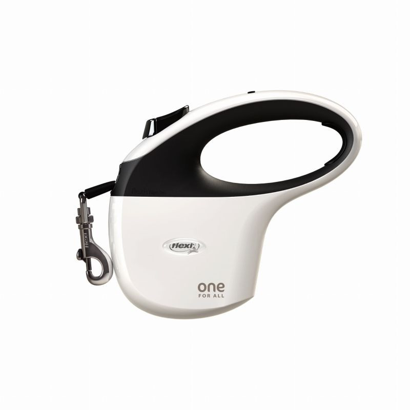 FLEXI One for All S weiß - schwarz - automatische Hundeleine für Hunde bis 30 kg - 5 m - foto 1
