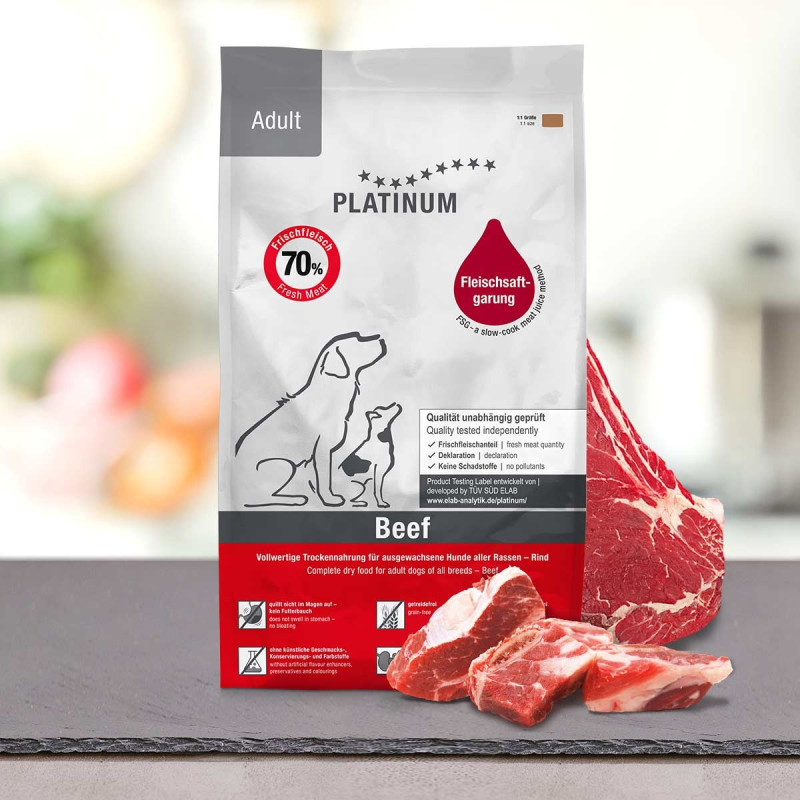 PLATINUM Adult Beef – halbfeuchtes Hundefutter – 1,5 kg + PLATINUM Xmas-Bits Iberico 150 g Leckerli GRATIS - foto 1