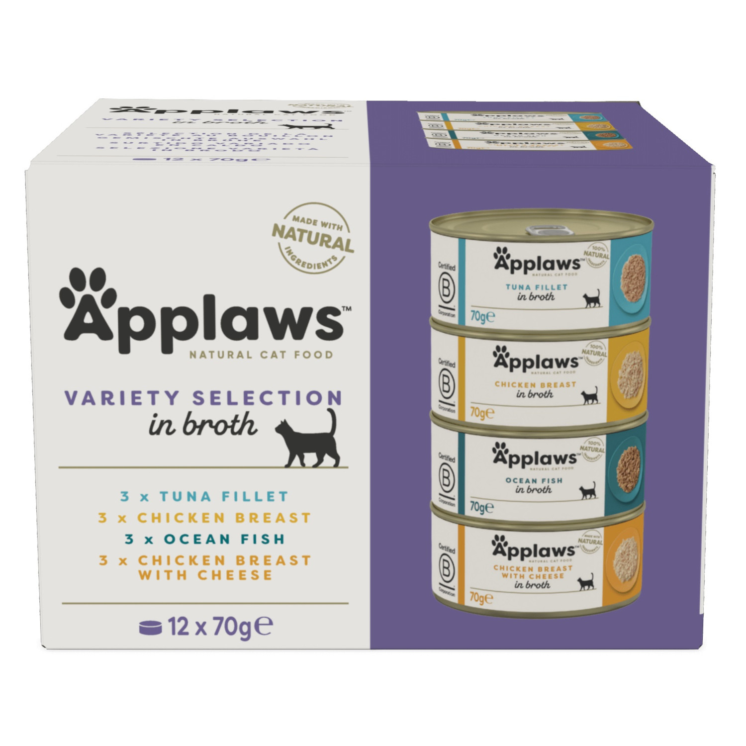 APPLAWS Variety selection multipack in broth - nassfutter für Katzen - 12x70g - foto 1