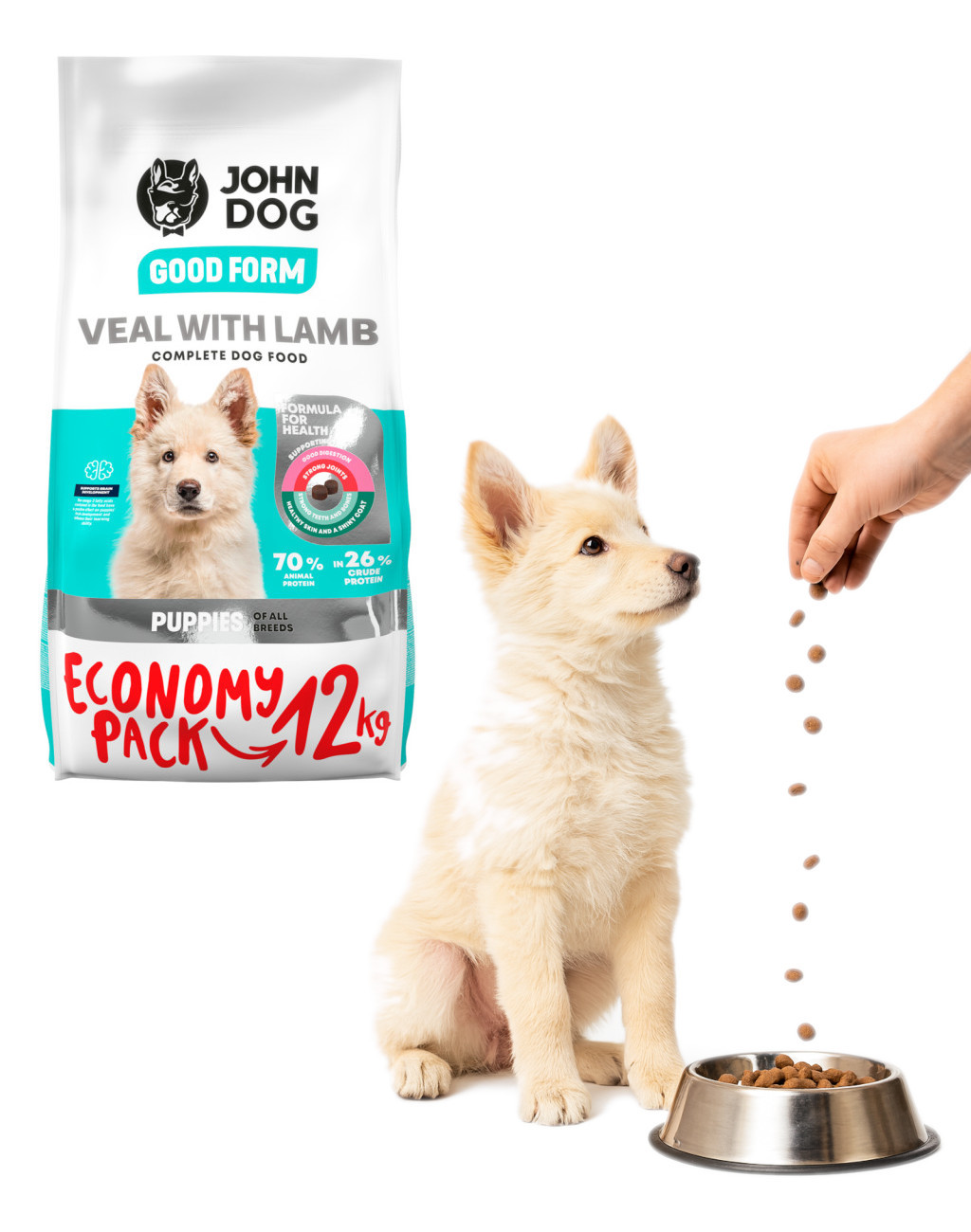 JOHN DOG Good Form Puppy Veal with lamb - Trockenfutter für Hunde - 12 kg - foto 3