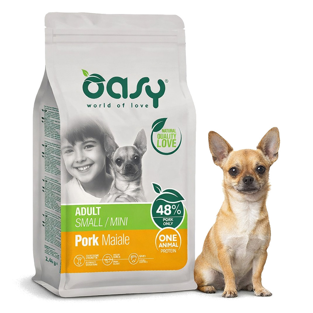 OASY One Animal Protein Adult Small/Mini Pork - trockenfutter für Hunde - 2,5kg - foto 2