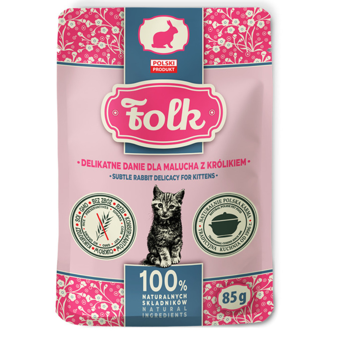 FOLK Kitten Zartes Gericht für Kitten mit Kaninchen – Nassfutter für Katzen – 24x85g - foto 1