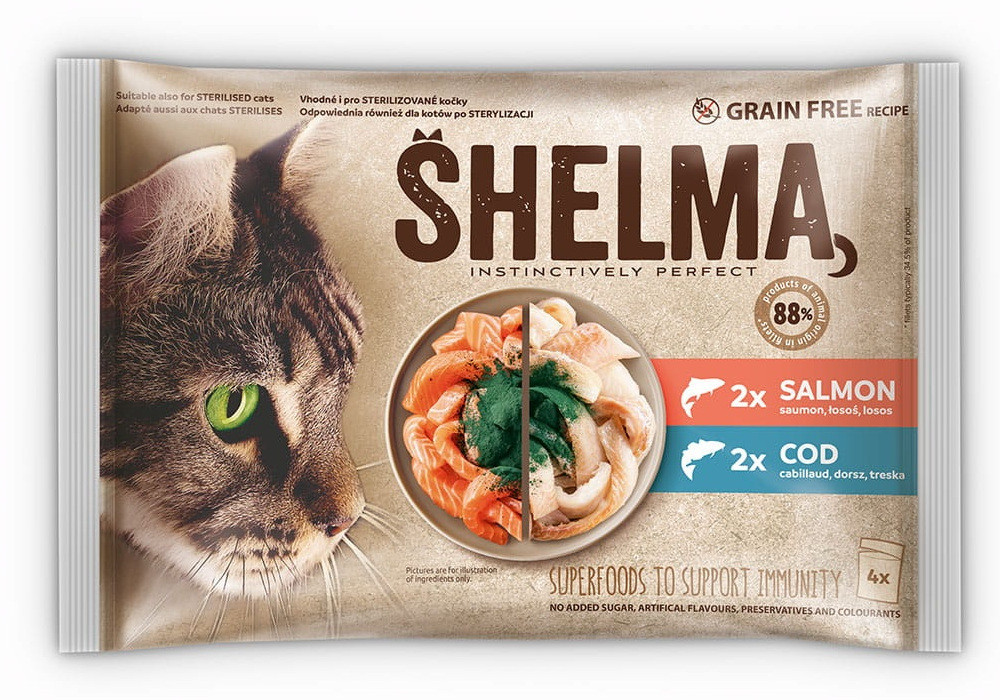 SHELMA with salmon and cod in sauce - nassfutter für Katzen - 4x85g - foto 3
