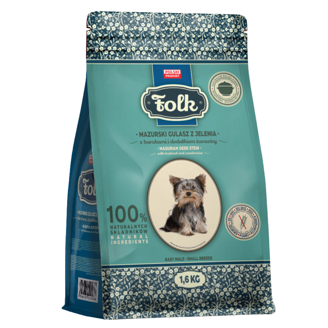 FOLK Small breeds Traditional masurian venison stew with beets and cranberries - trockenfutter für Hunde - 1,6kg - foto 1