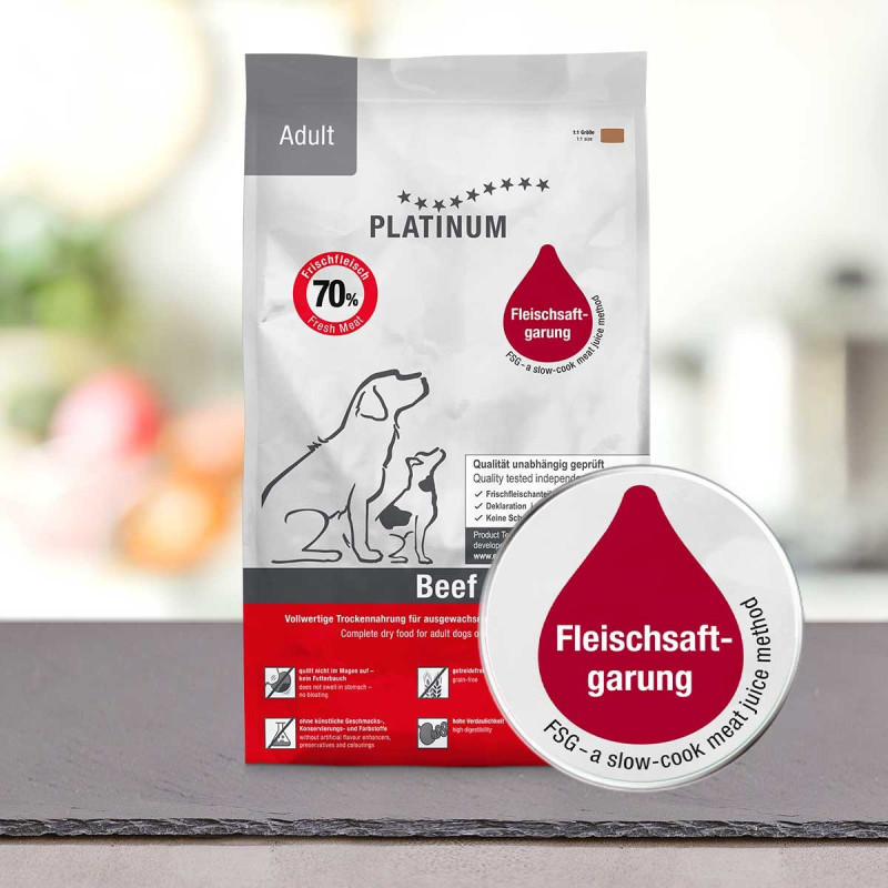 PLATINUM Adult Beef – halbfeuchtes Hundefutter – 3x5 kg (15 kg) + PLATINUM Xmas-Bits Iberico 6x150 g Leckerli GRATIS - foto 2