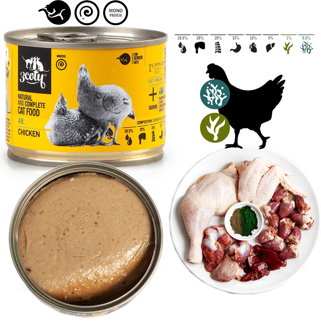 3COTY 48. Chicken with spirulina - nassfutter für Katzen - 180g - foto 2