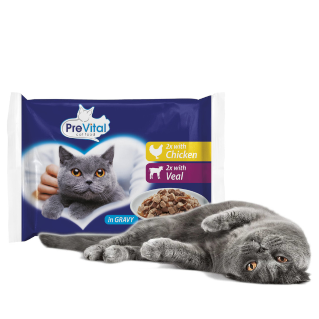 PREVITAL Chicken and veal in gravy - nassfutter für Katzen - 4 x 100g - foto 4