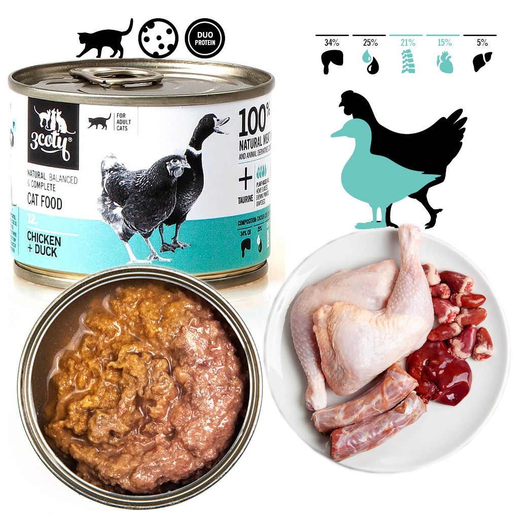 3COTY 12. Chicken with duck - nassfutter für Katzen - 180g - foto 2