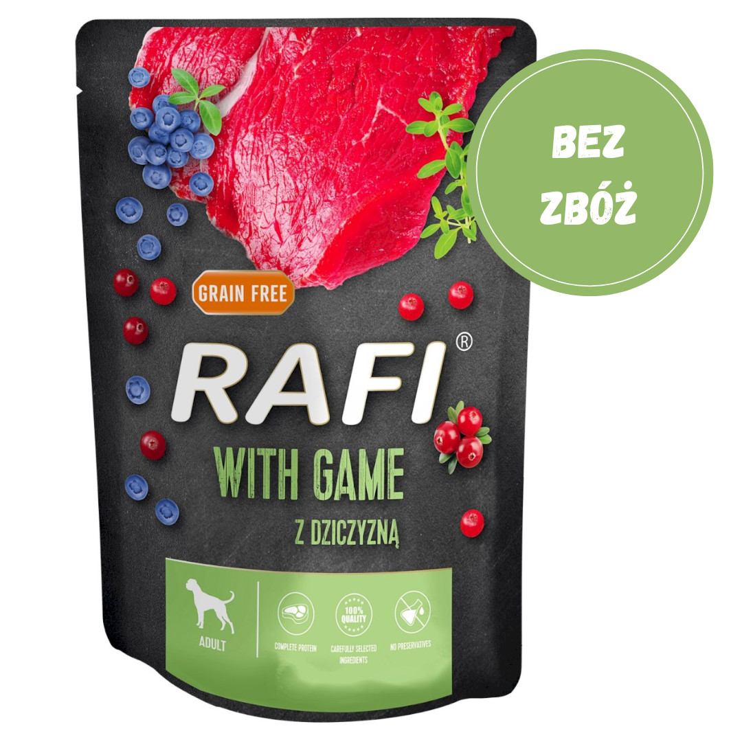 DOLINA NOTECI RAFI Nasses Hundefutter Wildfleisch, Heidelbeere, Preiselbeere 300 g - foto 2