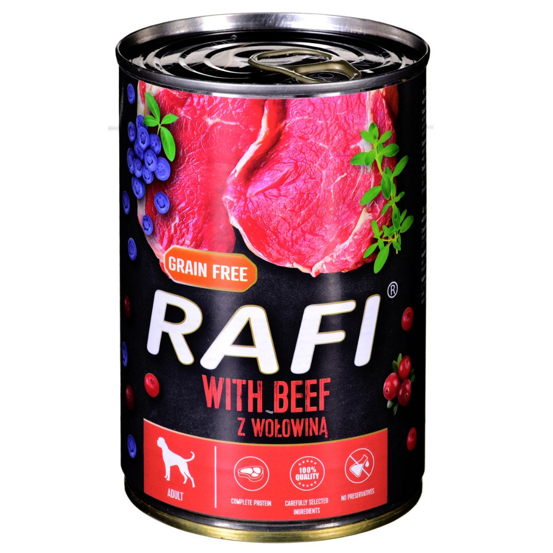 Dolina Noteci Rafi mit Rindfleisch, Preiselbeeren und Heidelbeeren - Nassfutter für Hunde - 400g - foto 1