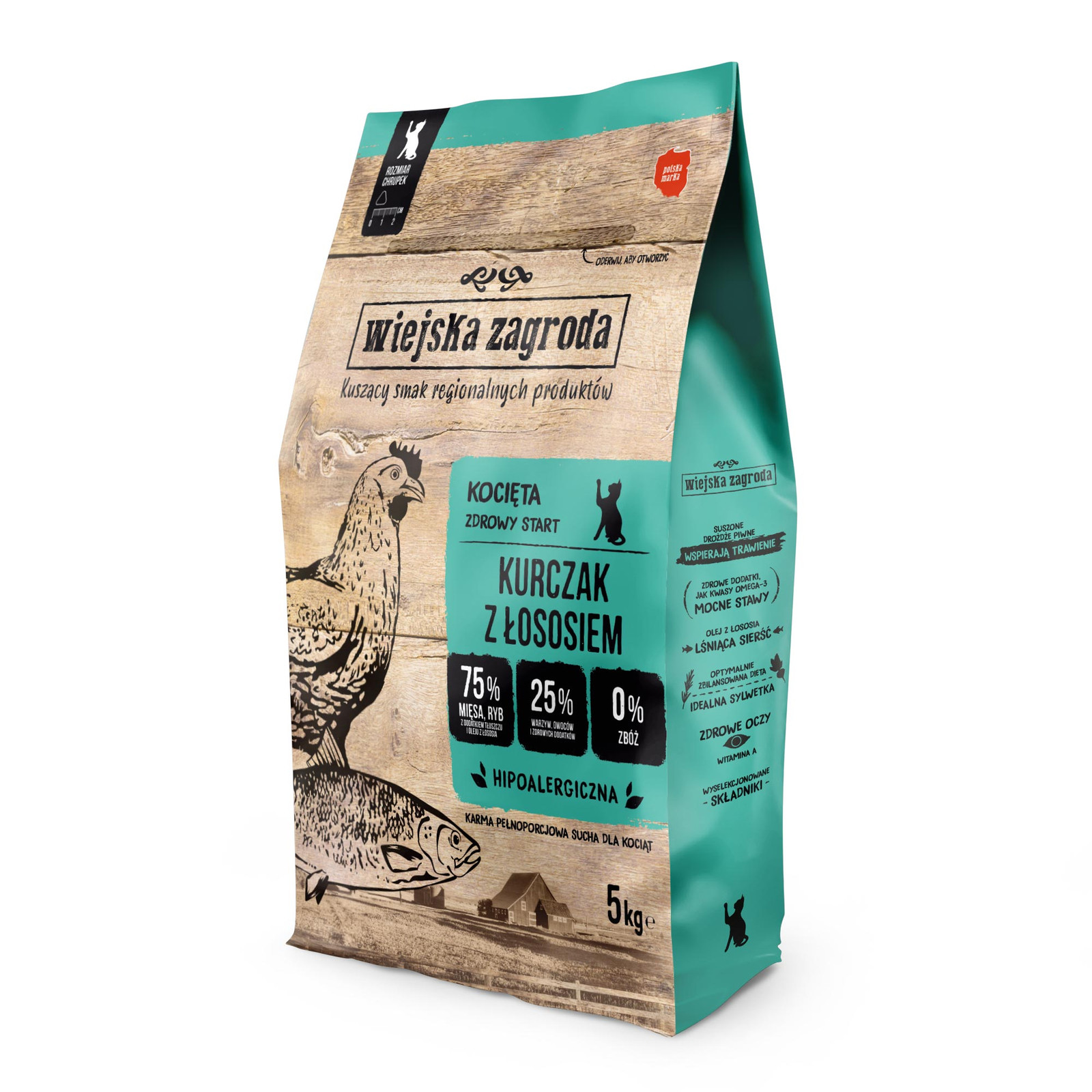 WIEJSKA ZAGRODA Kitten Chicken with salmon - trockenfutter für Katzen - 5kg - foto 1