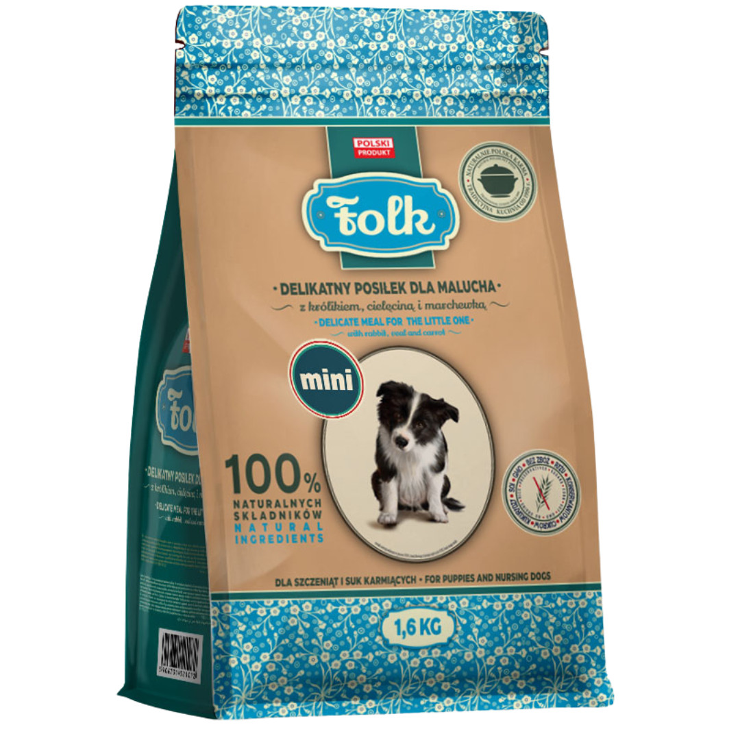 FOLK Junior Small breeds Gentle meal for puppy with rabbit, veal and carrot - trockenfutter für Hunde - 1,6kg - foto 1