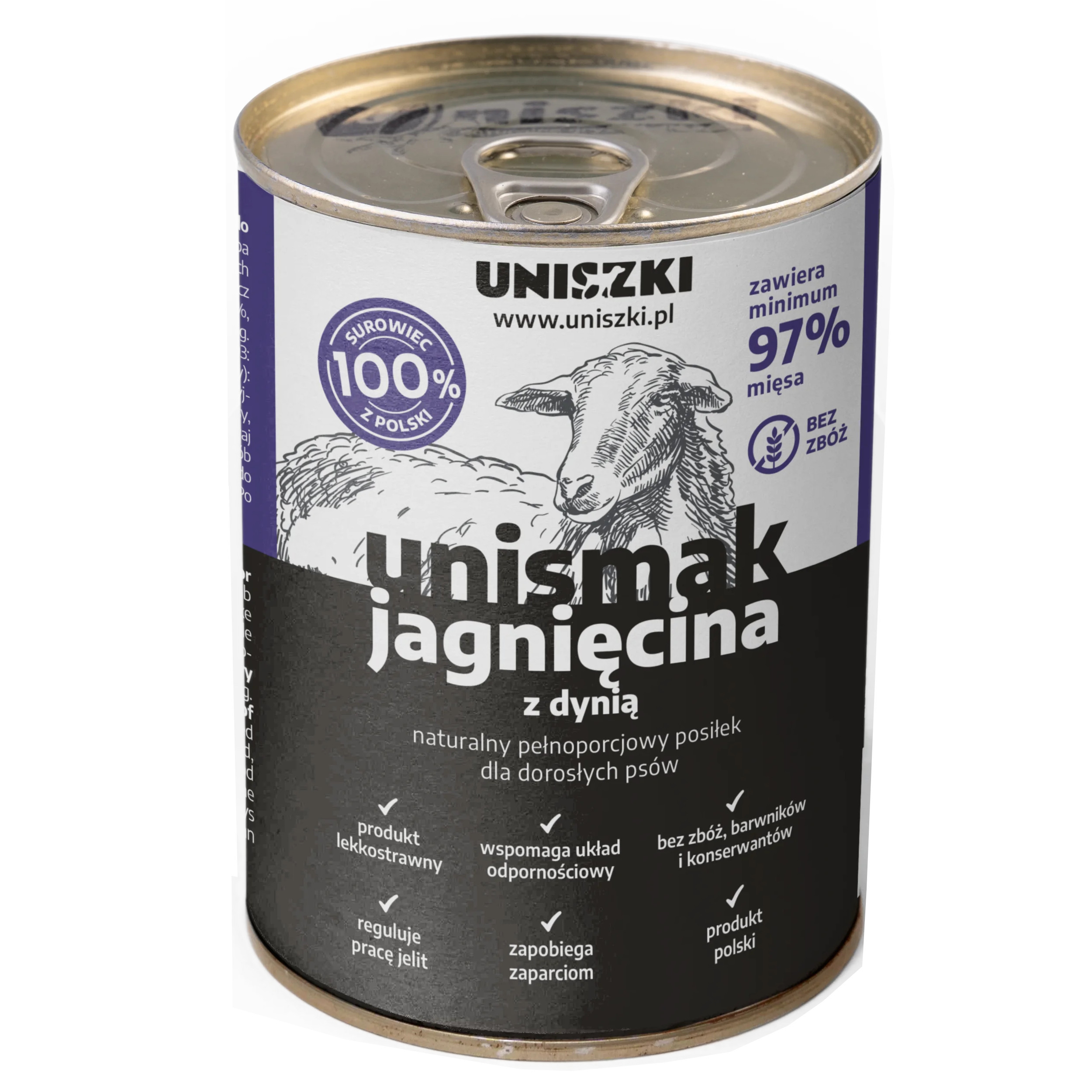UNISZKI Unismak Lamm mit Kürbis - Nassfutter für Hunde - 410 g - foto 2