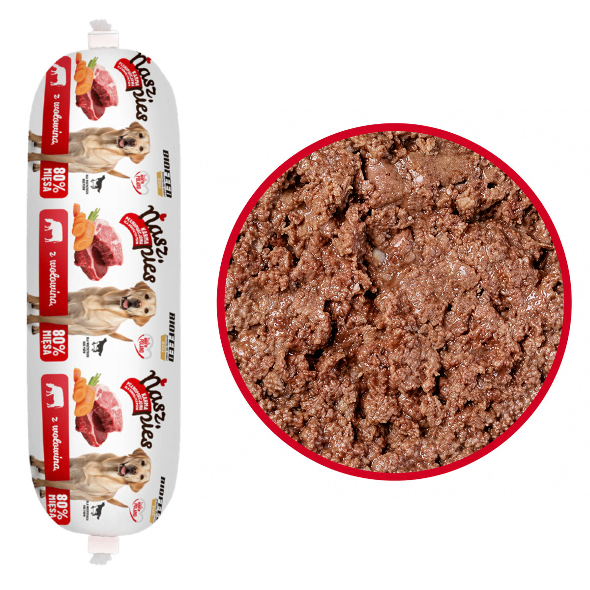 BIOFEED Nasz Pies Fleischwurst Mix 2 Sorten – Nassfutter für Hunde – 29x1 kg - foto 4