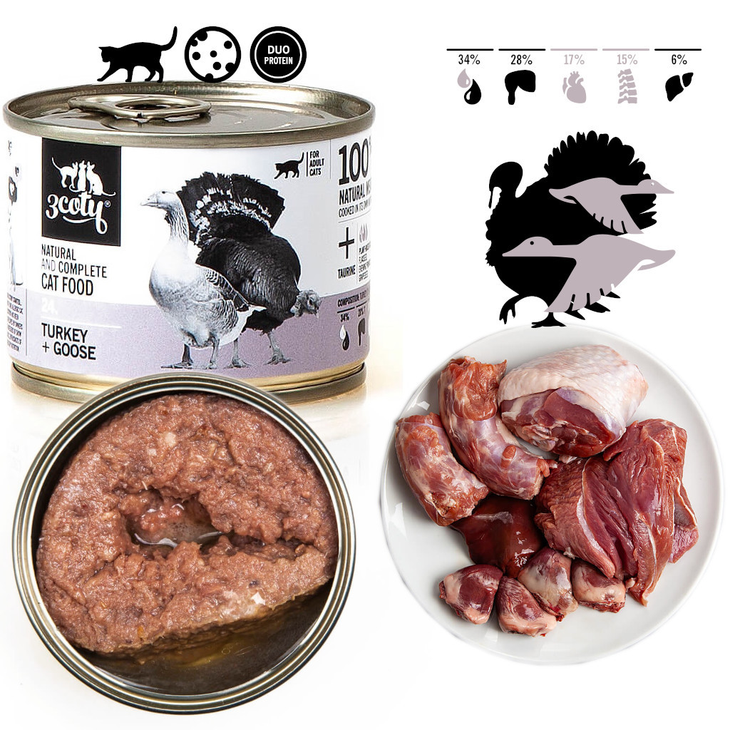 3COTY 24. Turkey and goose - nassfutter für Katzen - 6x180g - foto 2