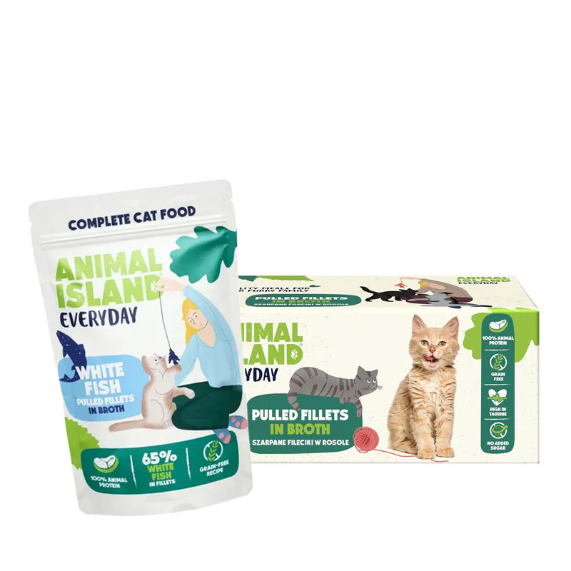 ANIMAL ISLAND White fish in broth - nassfutter für Katzen - 40x85g - foto 1