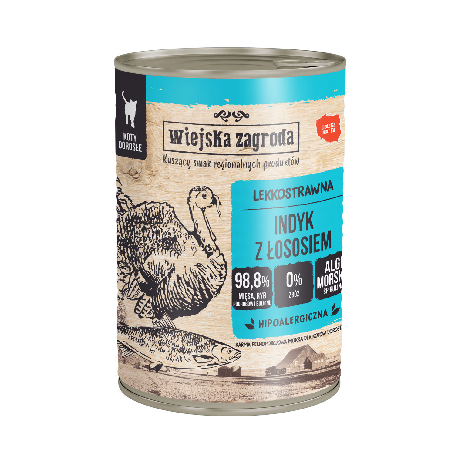 WIEJSKA ZAGRODA Turkey with salmon - Nassfutter für Katzen - 400g - foto 1