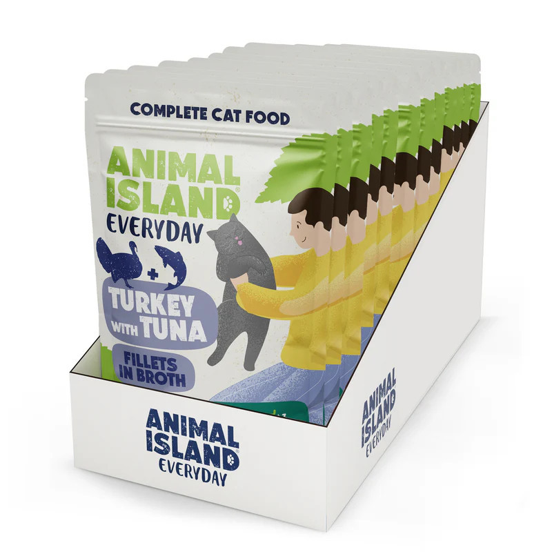 ANIMAL ISLAND Turkey with tuna Fillets in broth - nassfutter für Katzen - 12x85g - foto 1