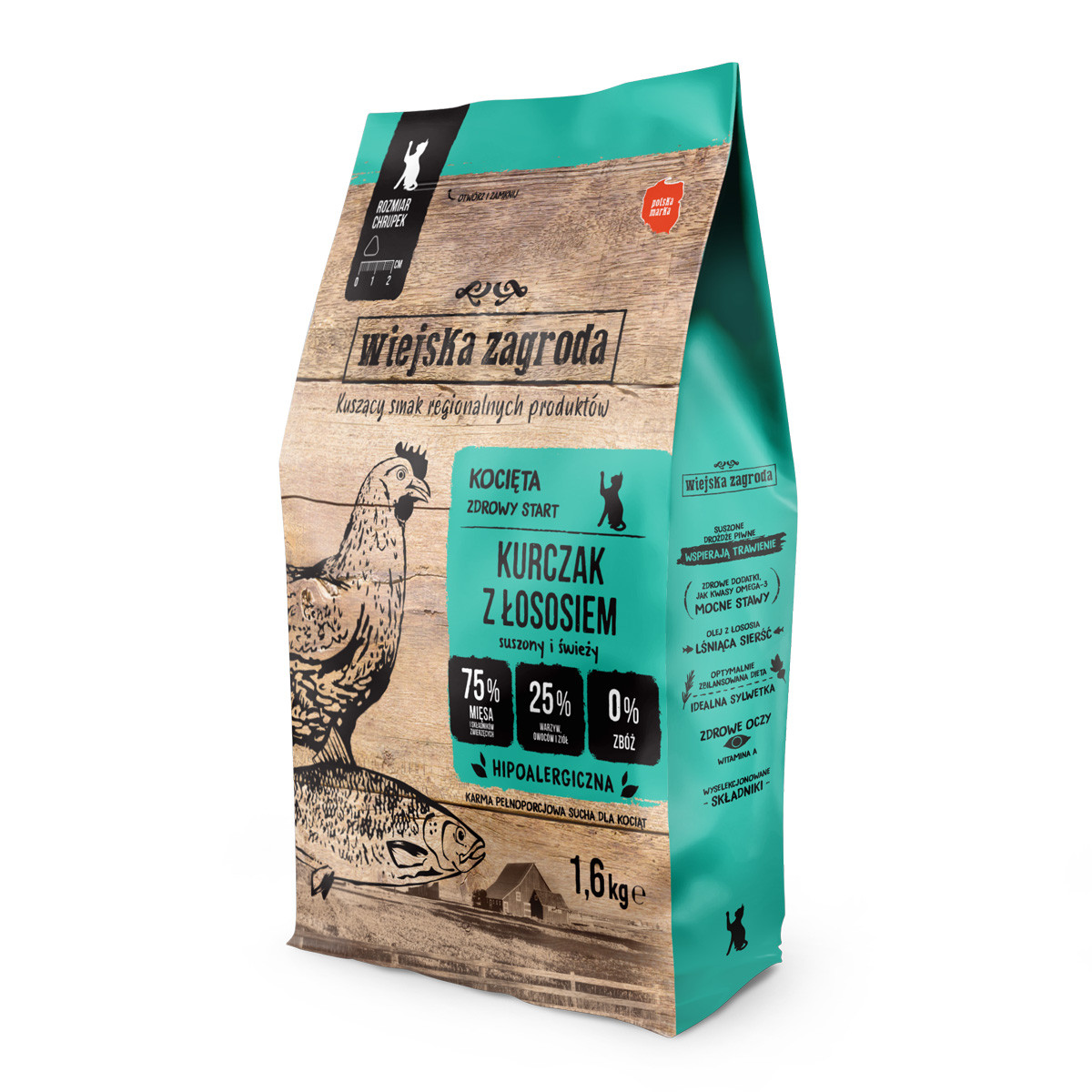 WIEJSKA ZAGRODA Chicken with salmon for kittens - trockenfutter für Katzen - 1,6kg - foto 1