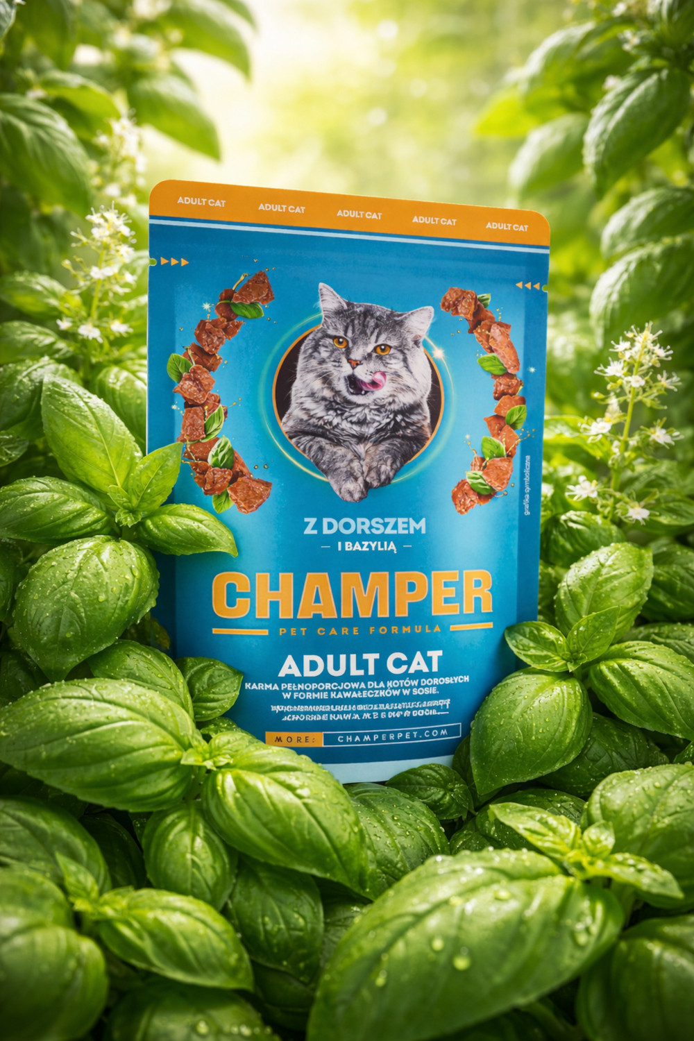 CHAMPER with cod and basil - nassfutter für Katzen - 85g - foto 2