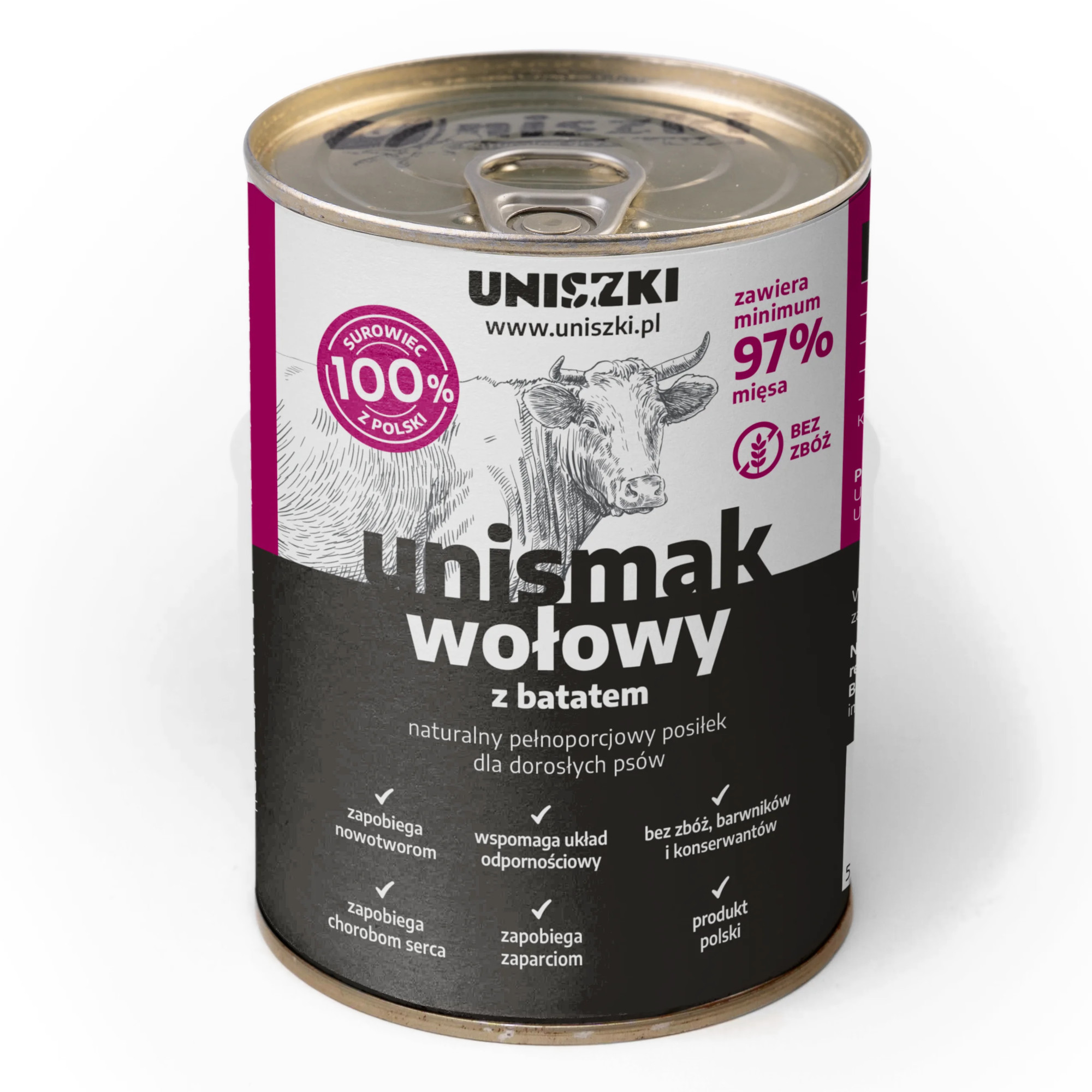 UNISZKI Unismak Rindfleisch mit Süßkartoffel - Nassfutter für Hunde - 410g - foto 2