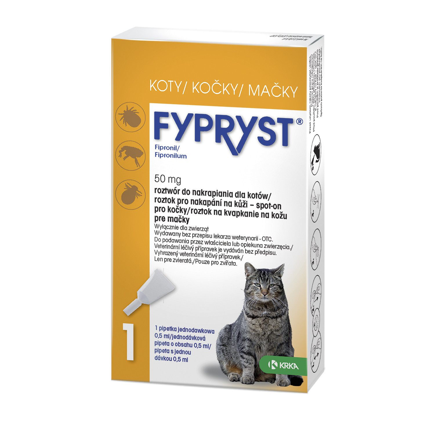 FYPRYST 50mg - tropfen gegen flöhe und zecken für katzen – 1x0.5ml - foto 1