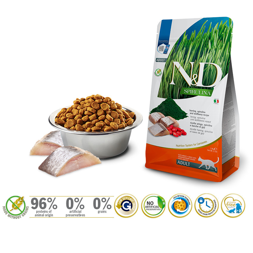 FARMINA N&D Spirulina Herring - Trockenfutter für Katzen - 1.5 kg - foto 1