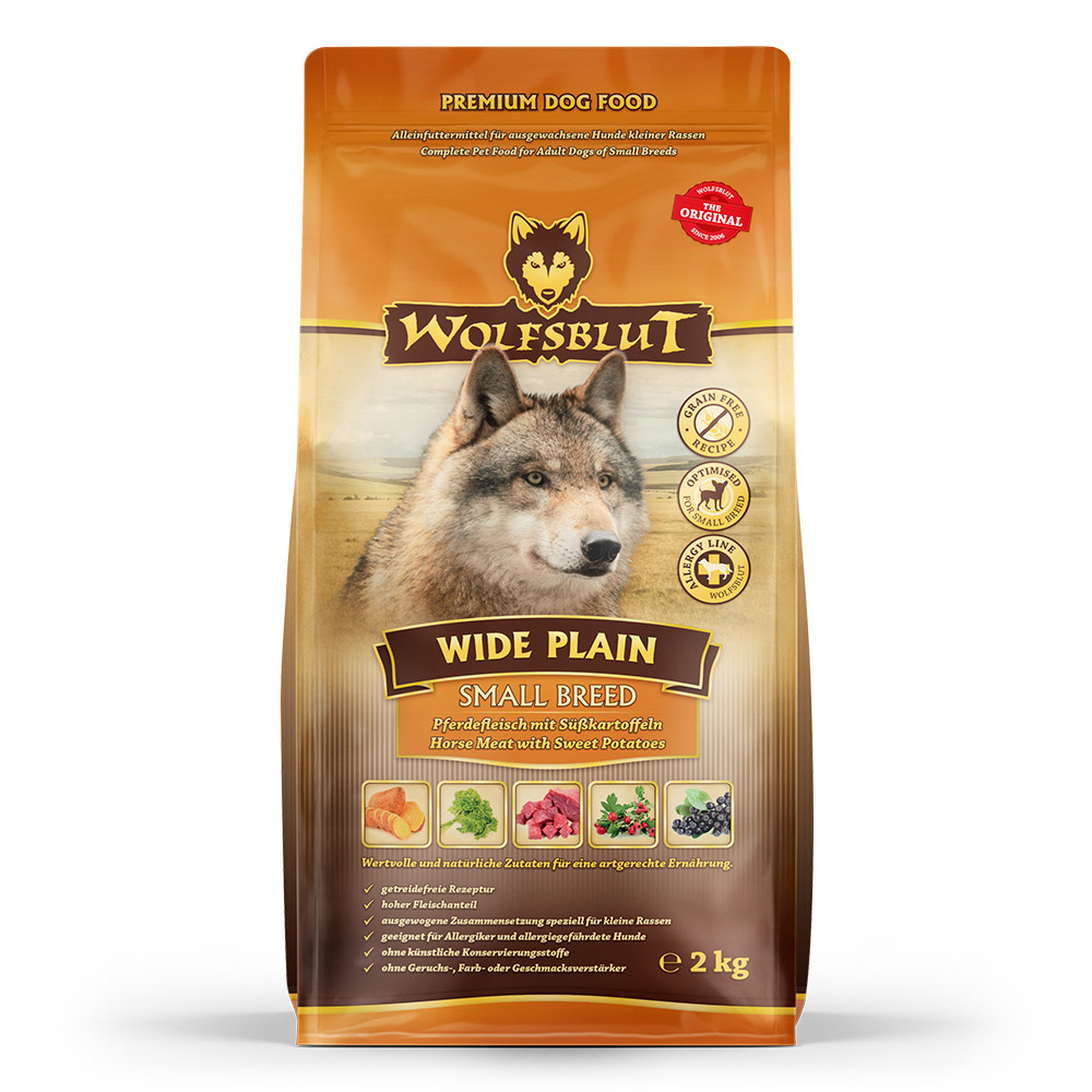 WOLFSBLUT Wide Plain Small breeds Horse with sweet potatoes - trockenfutter für Hunde - 2kg - foto 1
