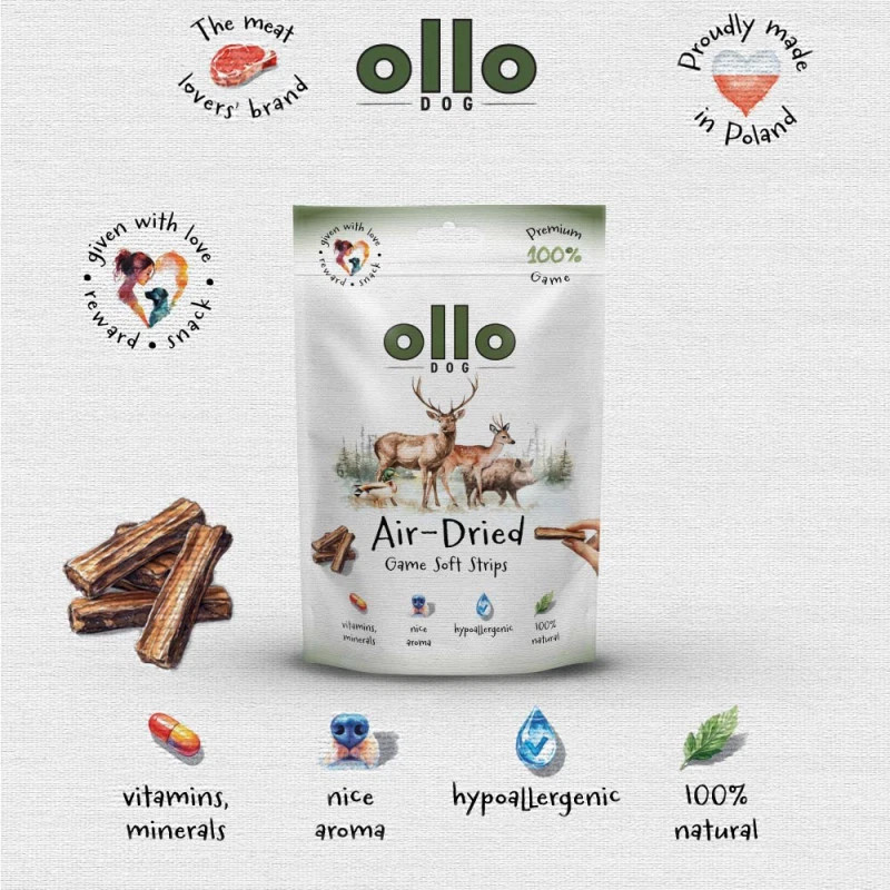 OLLO Air-Dried Game strips - leckerli für hunde - 80g - foto 2