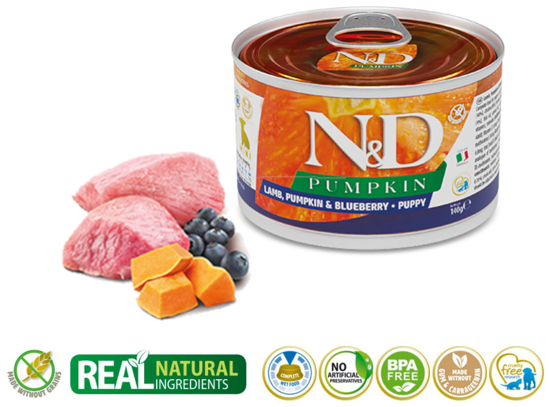 FARMINA N&D Puppy Lamb&Pumpkin&Blueberry - Nassfutter für Hunde - 6x140 g - foto 1